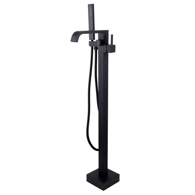 Robinet de baignoire autoportant avec douche à main en noir mat