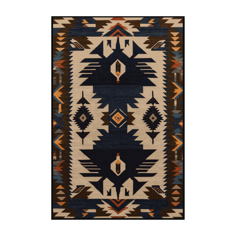 Washable Raven and Crow Southwestern Area Rug, Rectangle 6' x 9'