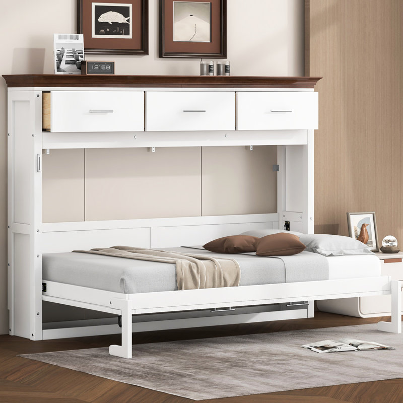 Lit simple en blanc, 3 tiroirs pour un grand espace de rangement et construction, peu encombrant, facile à assembler, taille blanche avec tiroirs, chambre à coucher, matériau fiable, assemblage, aucune boîte à ressorts nécessaire