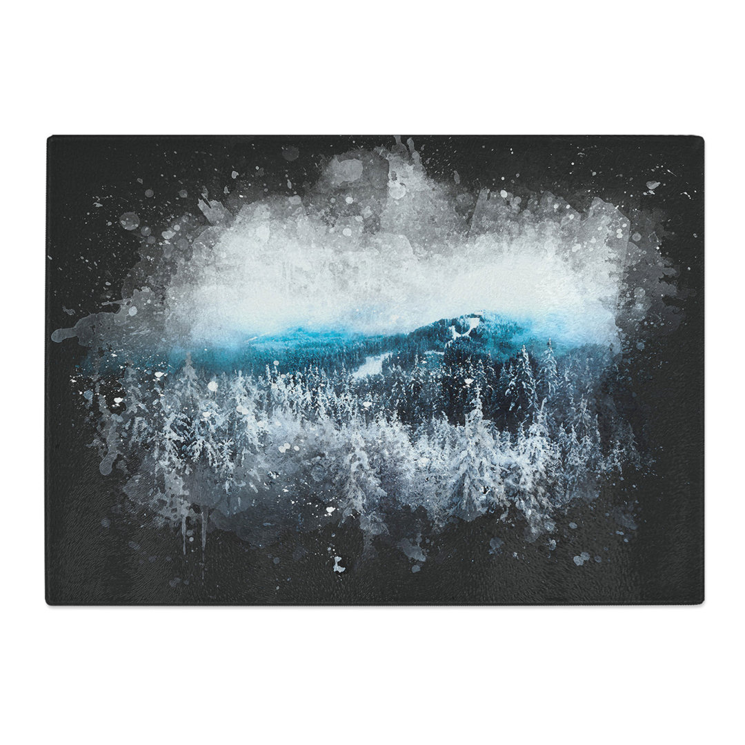 Tempered Glass Winter Forest in Romania Paint Splash Chopping Board