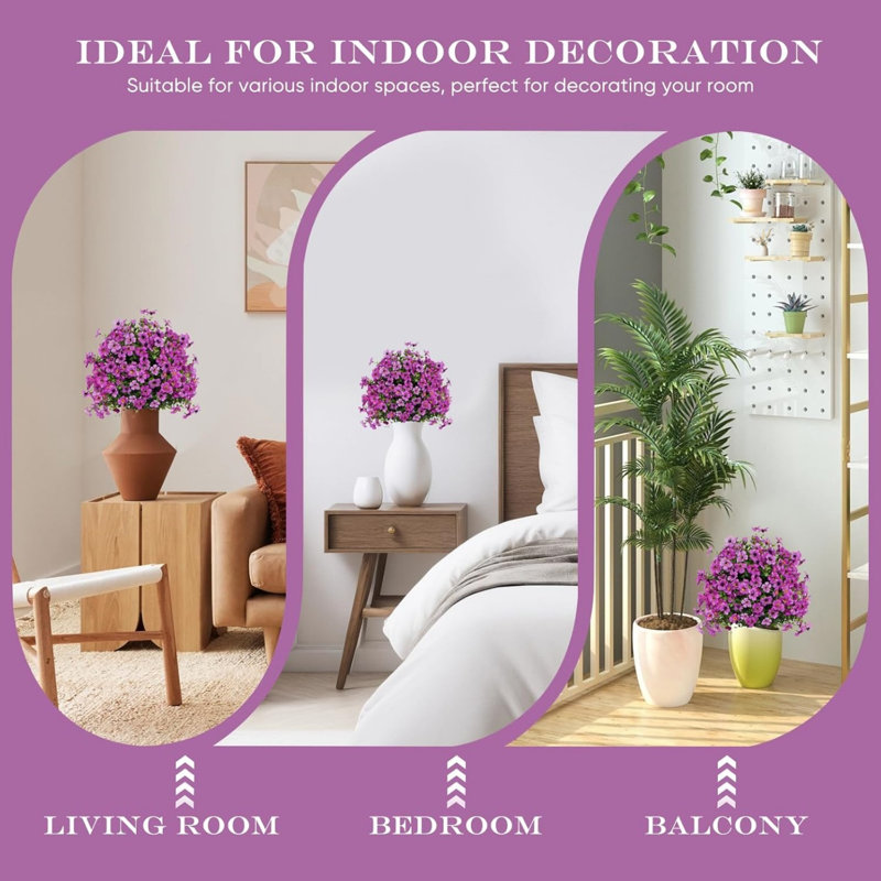 Artificial Flower Boxwood Topiary Ball with Spikes, Purple Violet