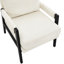 Chaise avec accoudoirs en chenille moderne, assise en bois, coussin de dossier polyvalent, 33,31 po Largeur, rembourrage doux du salon Mid-Century blanc, structure en bois massif, amovible, hauteur 33,88 po