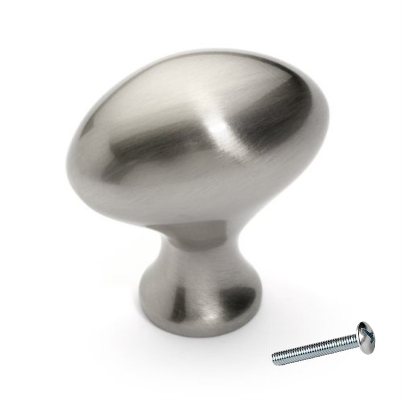 Poignée ovale de longueur 1 1/4 po Super Saver, Nickel satiné