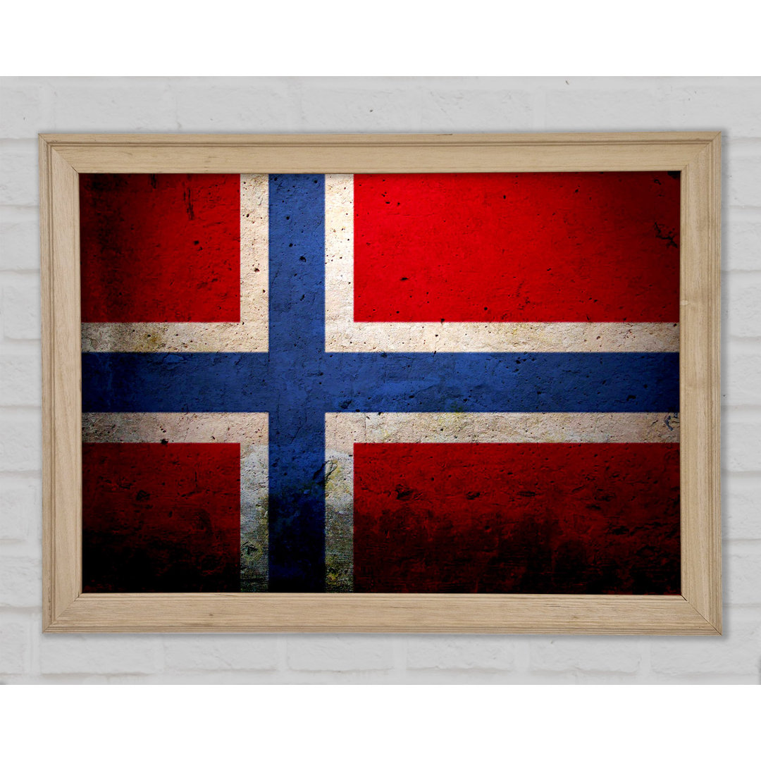 Norwegen Flagge Gerahmter Druck