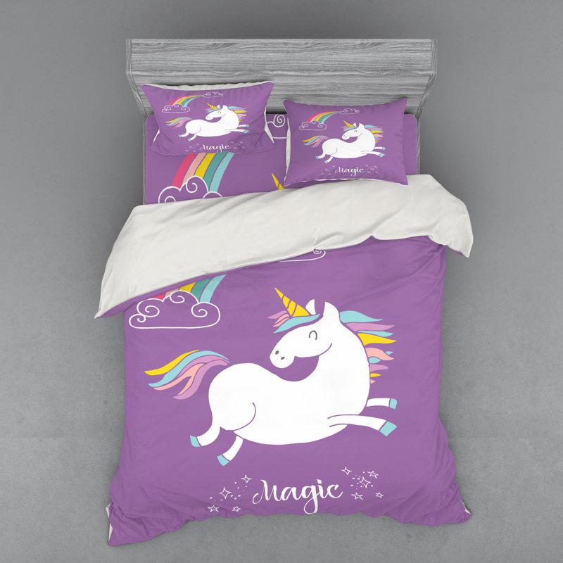 Ensemble de housse de couette licorne, Housse de couette grand + 3 pièces supplémentair