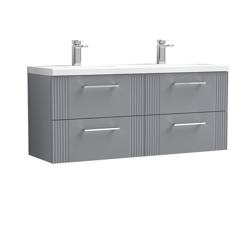 Deco 1205mm Double Bathroom Vanity with Integrated Vitreous China Basin, Satin Gray