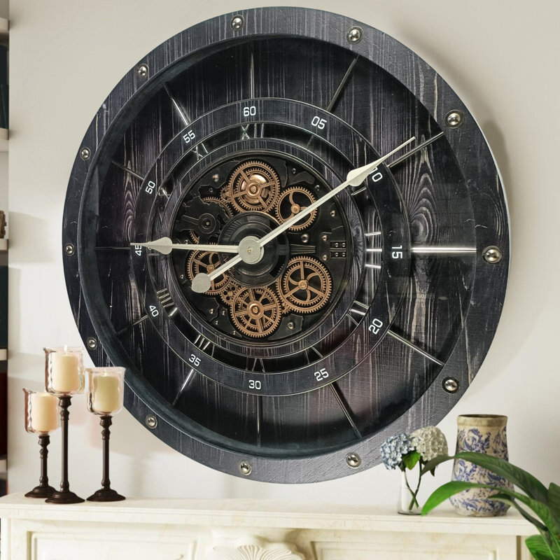 Solid Wood Wall Clock, Black