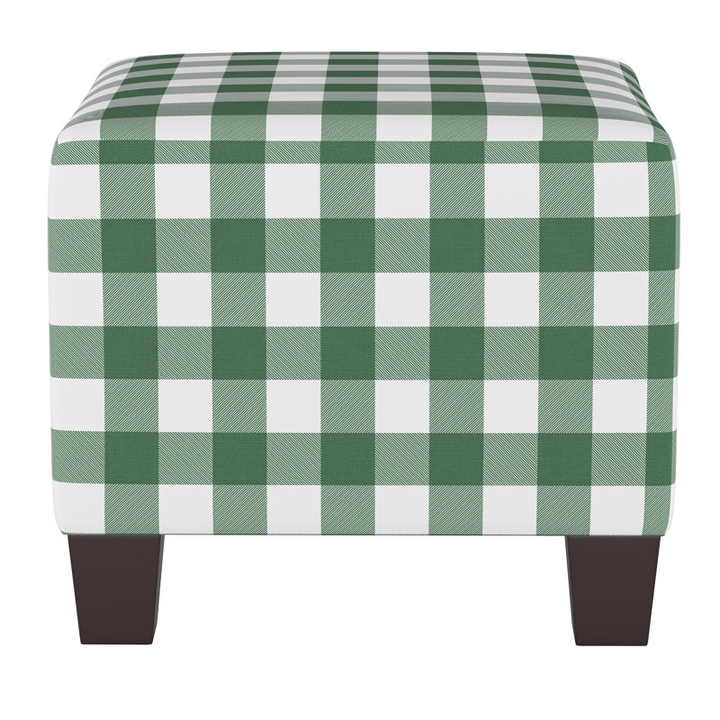 Fernando Upholstered Ottoman, Classic Gingham Evergreen