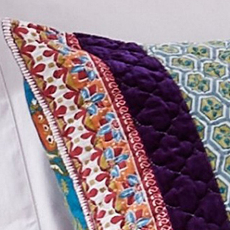 Benzara Quilted King Pillow Sham, Cotton Fill, Multicolor Medallion Print