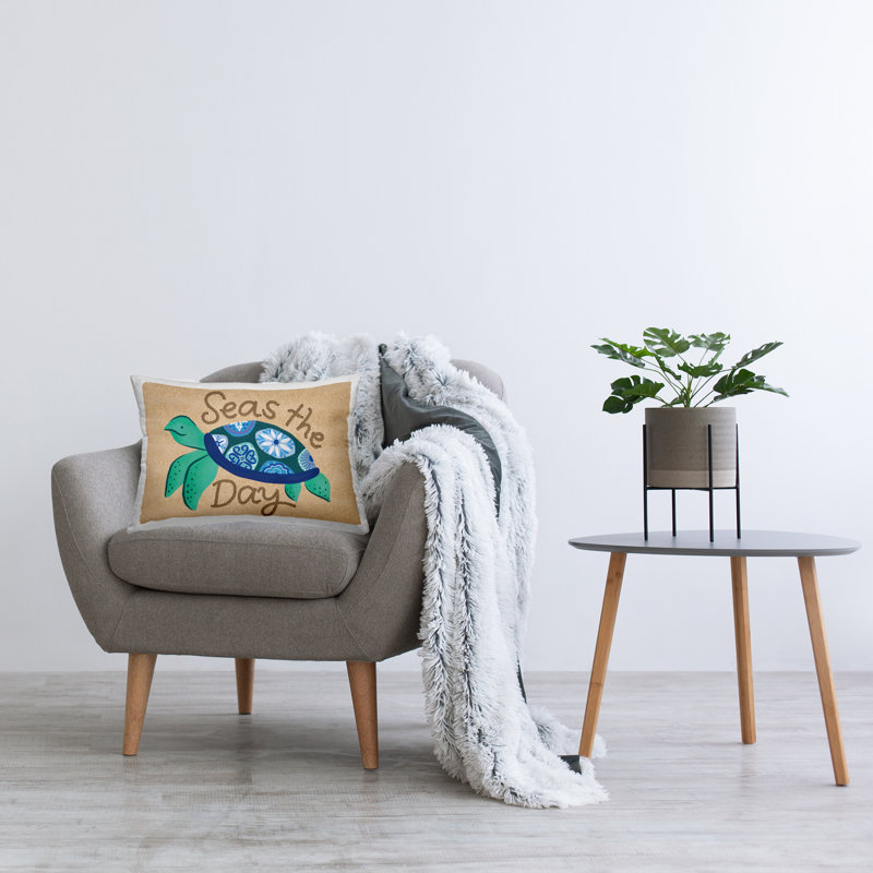 Coussin Stupell Industries Seas The Day Turtle Design par Deborah Curiel