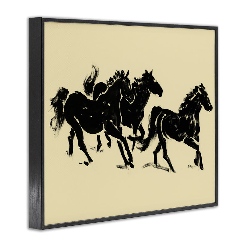 Chevaux en mouvement, giclée encadrée, design par Victoria Barnes, Giclée encadrée noir minuit, H 16 po x l 20 po