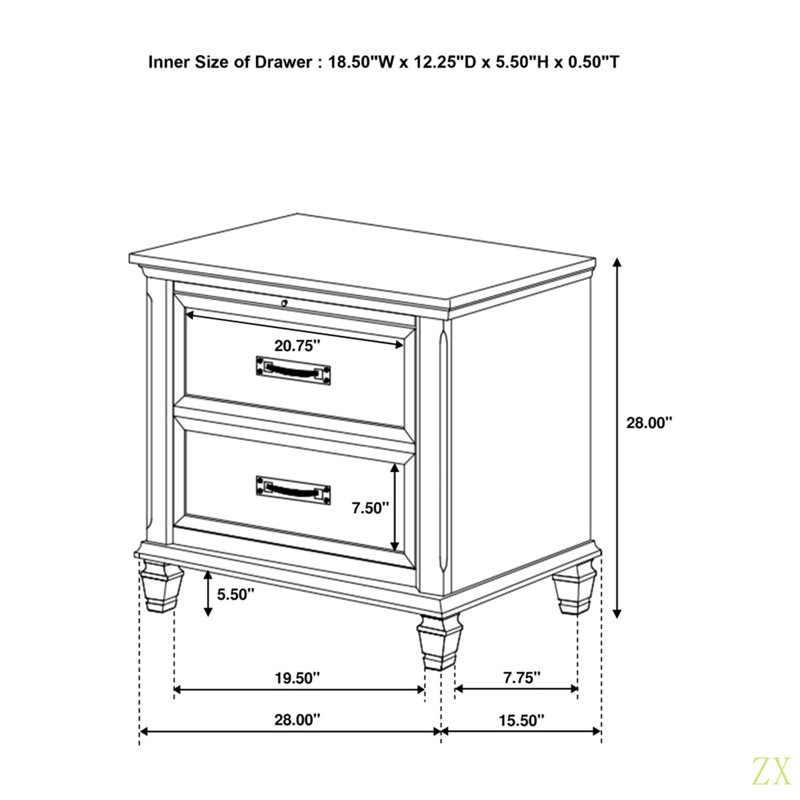 Table de chevet en MDF avec 2 tiroirs pour la chambre à coucher, le salon et le placard