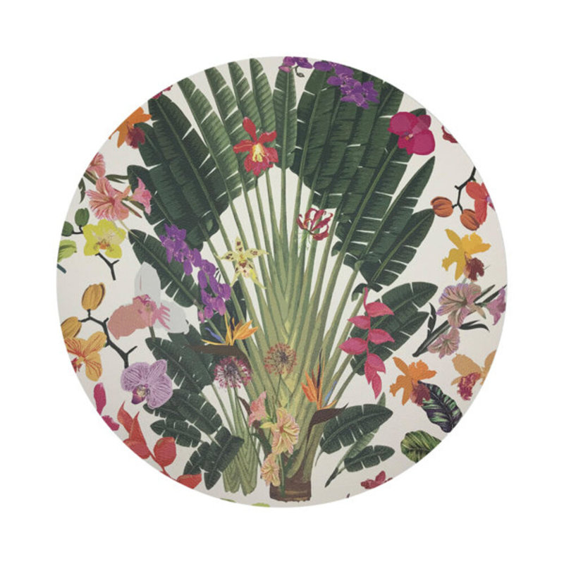 Fantasy Tropical White Vegan Leather Round Coasters, White
