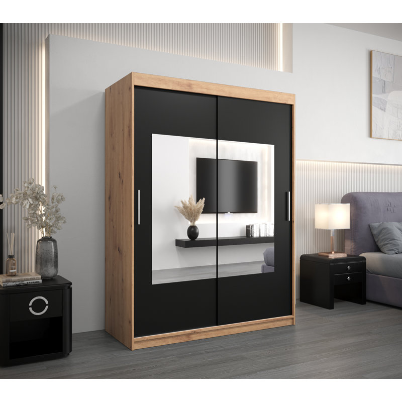 Aarushi 2 Door Manufactured Wood Wardrobe, Artisan Oak