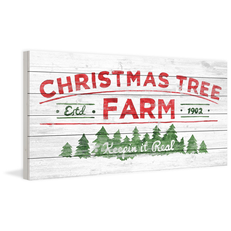 Arboles de Navidad, reproduction d’art textuel sur bois sans cadre, H 22,5 po x l 45 po x P 1,5 po