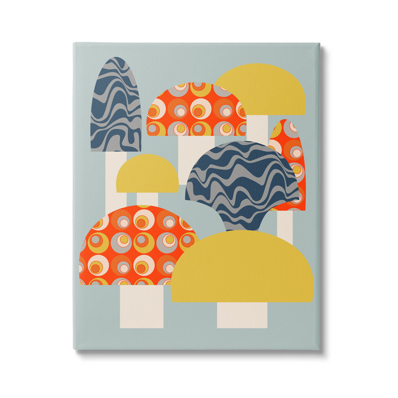 Champignons amusants à motifs par Lil 'Rue, H 48 po x l 36 po x P 1,5 po