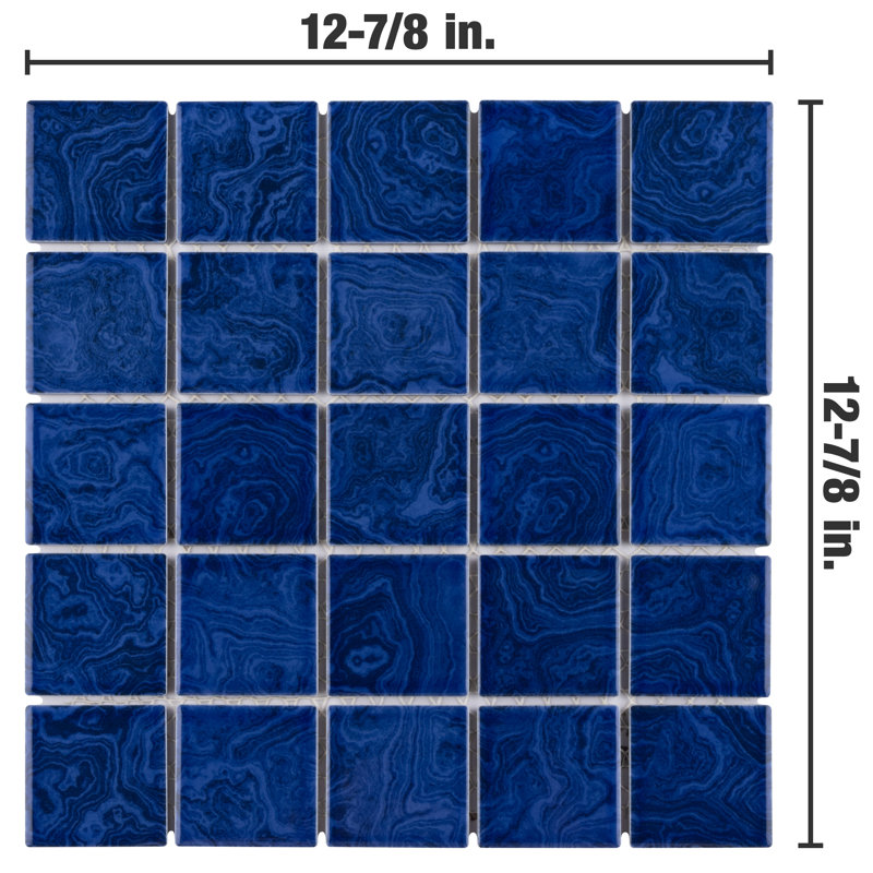 Resort 2" x 2" Porcelain Grid Mosaic Tile, Blue