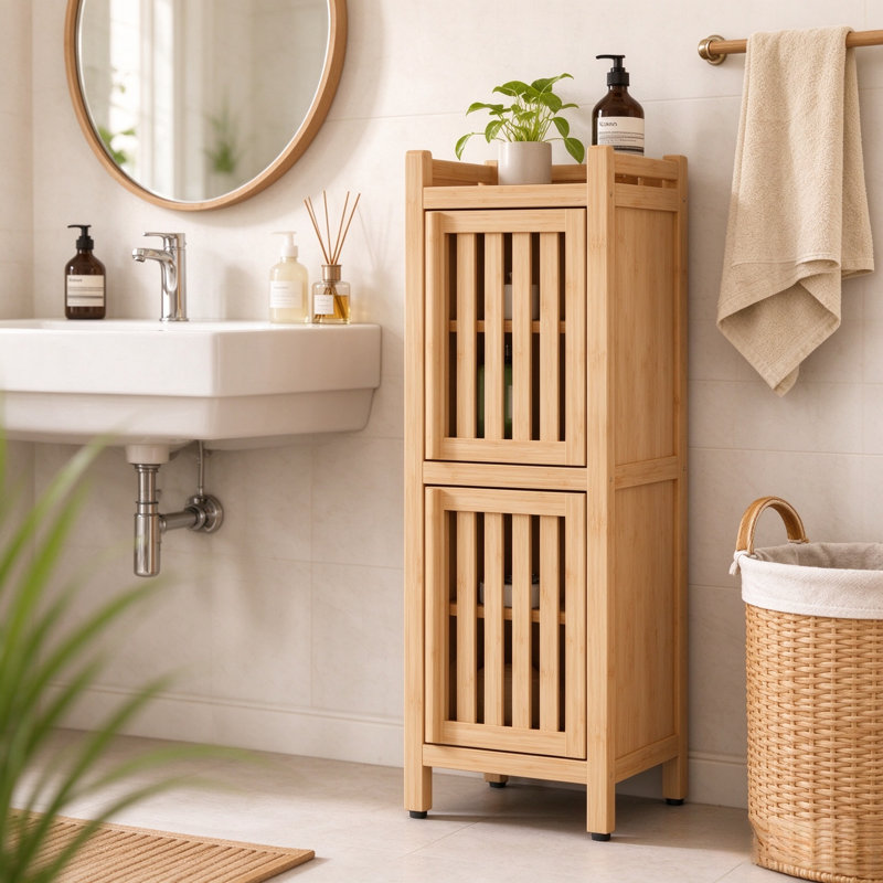 Bamboo Freestanding Linen Cabinet