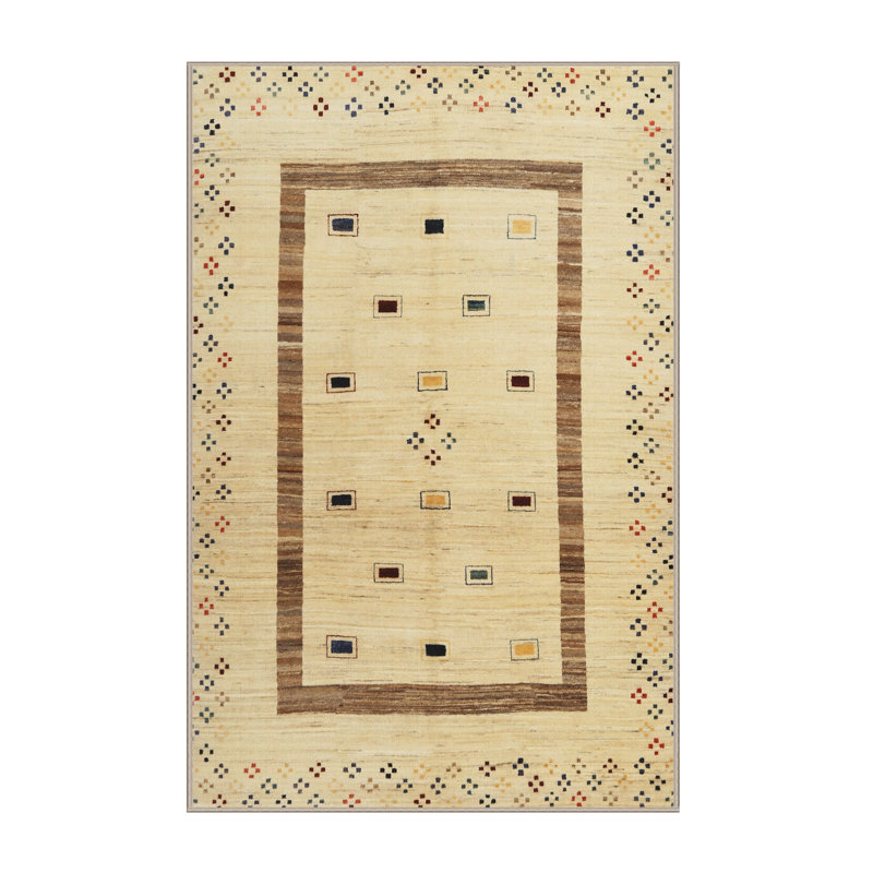 Tapis brun/vert/gris zone contemporaine, Rectangle 5 pi x 8 pi