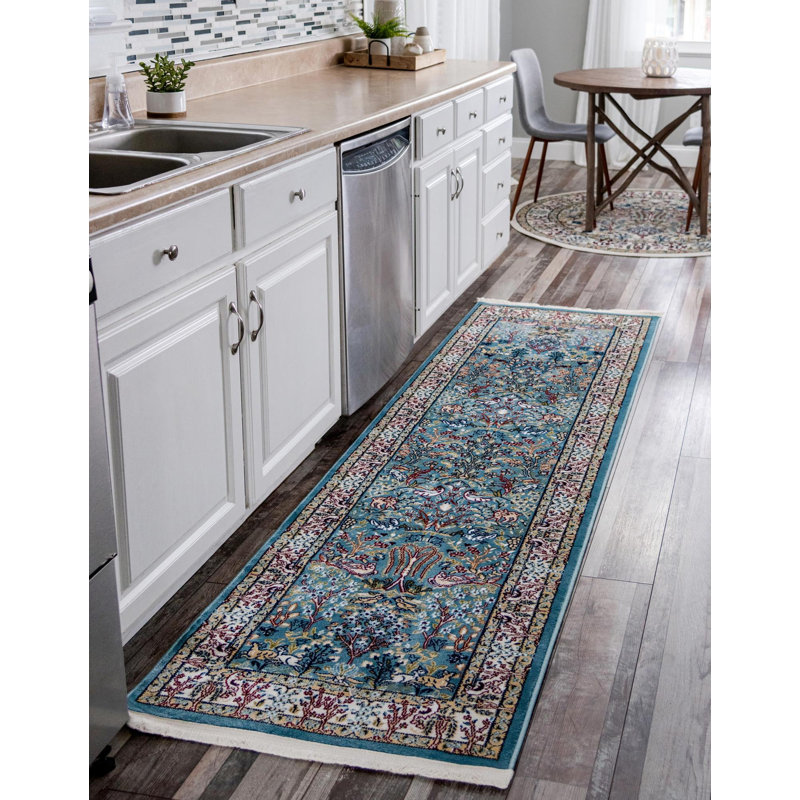 Tapis bleu Jackson Jackson, Tapis de couloir 2 pi 11 po x 13 pi 1 po, Blue
