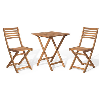 2 - Person Acacia Solid Wood Patio Dining Set Umbrella Hole Included Square Table