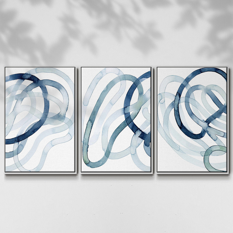 Ensemble de 3 toiles tendues noires et blanches de qualité supérieure, Blanc, H 40 po x l 78 po