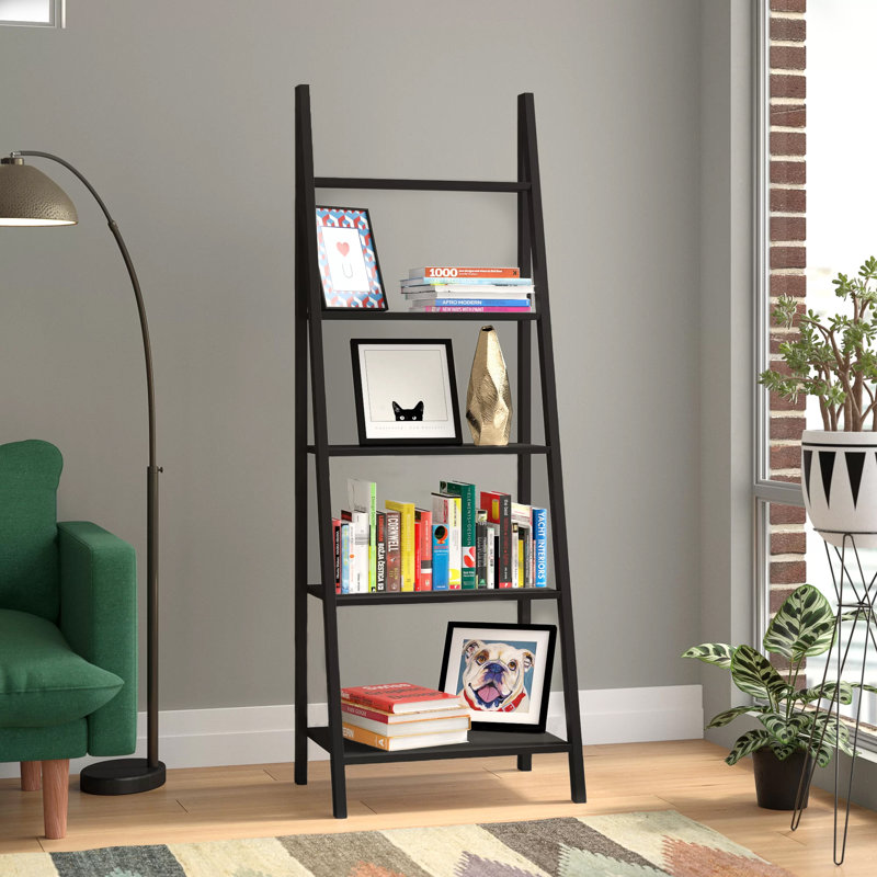 Bibliothèque échelle H 70,875 "x l 25,25", Noir mat