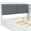 Lit plateforme double en bois pleine grandeur blanc avec lit gigogne, rangement pour tête de lit et tablettes supplémentaires - tablettes polyvalentes pour maximiser l'espace de rangement