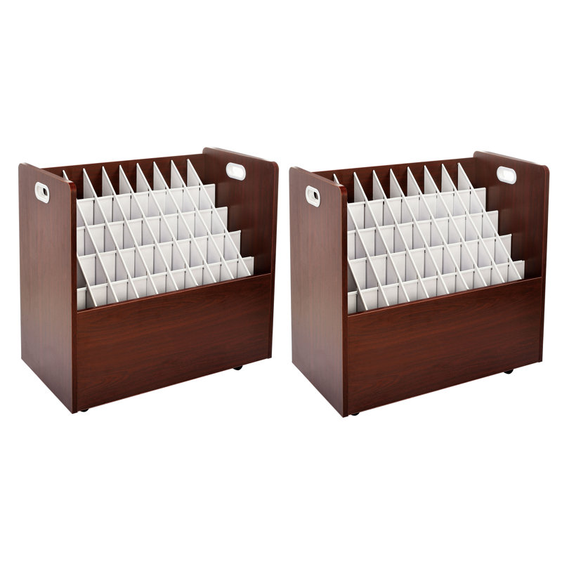 Mahogany Mobile 50-Compartment Roll File Organizer with Vinyl Laminate