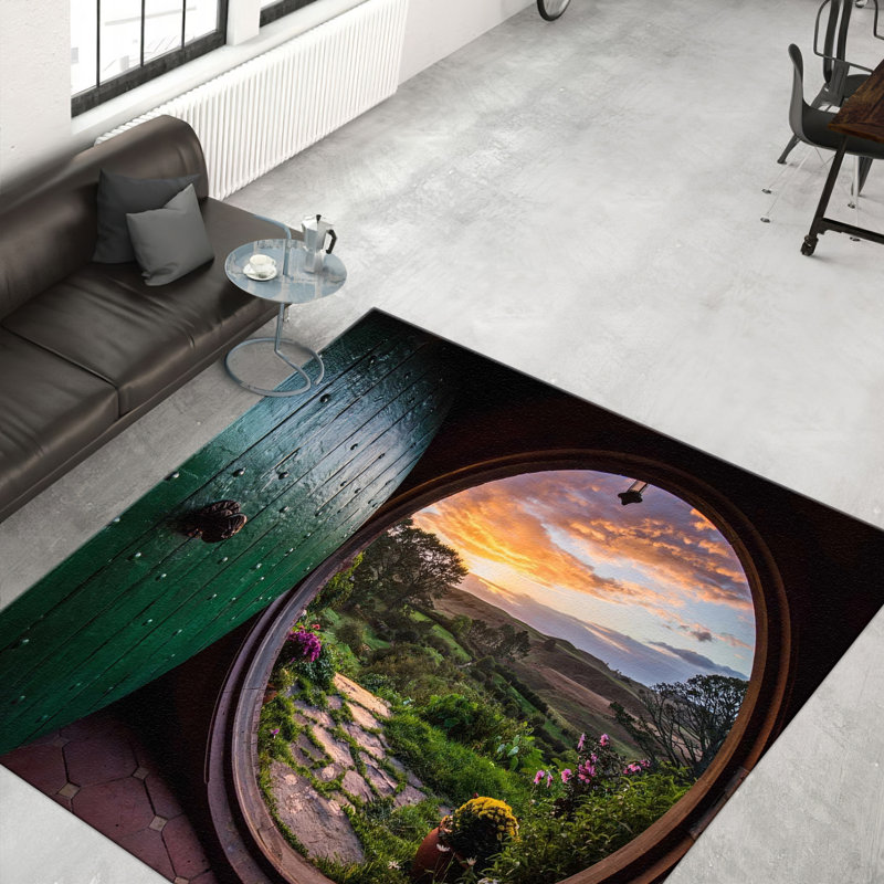 Soft Pile Printed Rug with Artistic Floral Pattern Ideal for Adding a Splash of Color to Your Living Area, Square 4'7"