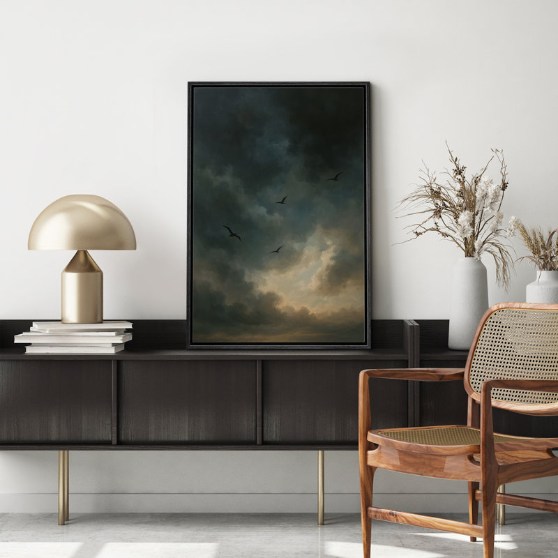 «Dramatic Evening Clouds with Soaring Birds», reproduction d'art sur toile encadrée, H 24 po x l 16 po x P 1,5 po