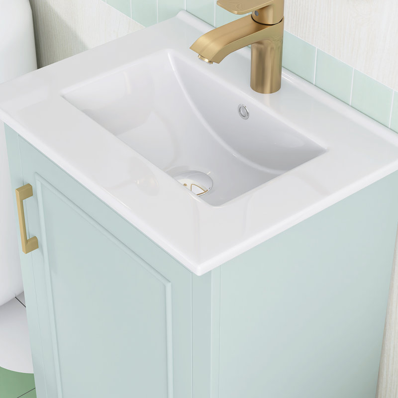 Ensemble de meuble-lavabo autoportant 20 po avec comptoir en céramique 20 po, Vert