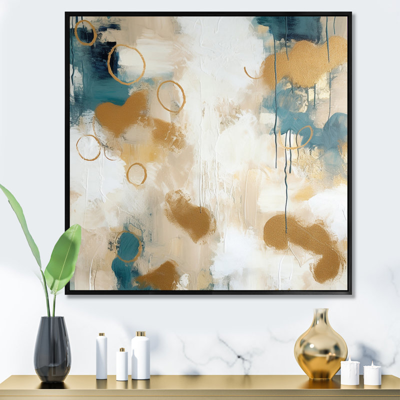 Gilded Daydreames X - reproduction sur toile, H 16 po x l 16 po x P 1 po, Cadre flottant noir