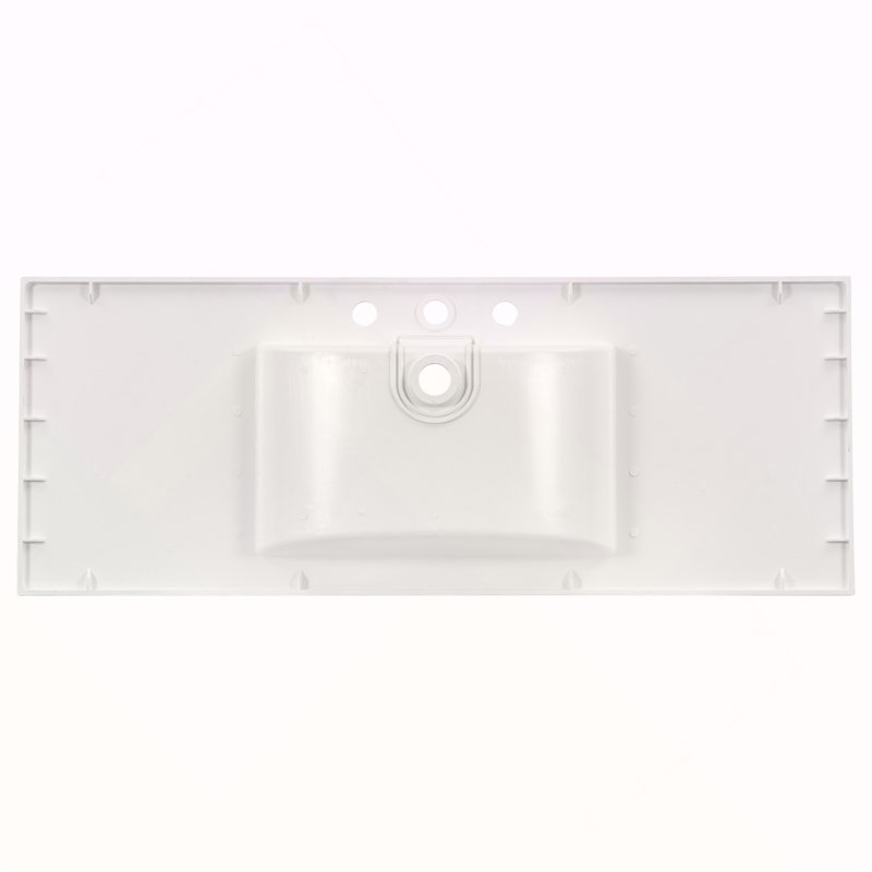 Plateau de meuble-lavabo en composite 48 po avec lavabo intégré, comptoir de meuble-lavabo blanc avec 3 trous de robinet, comptoir seulement