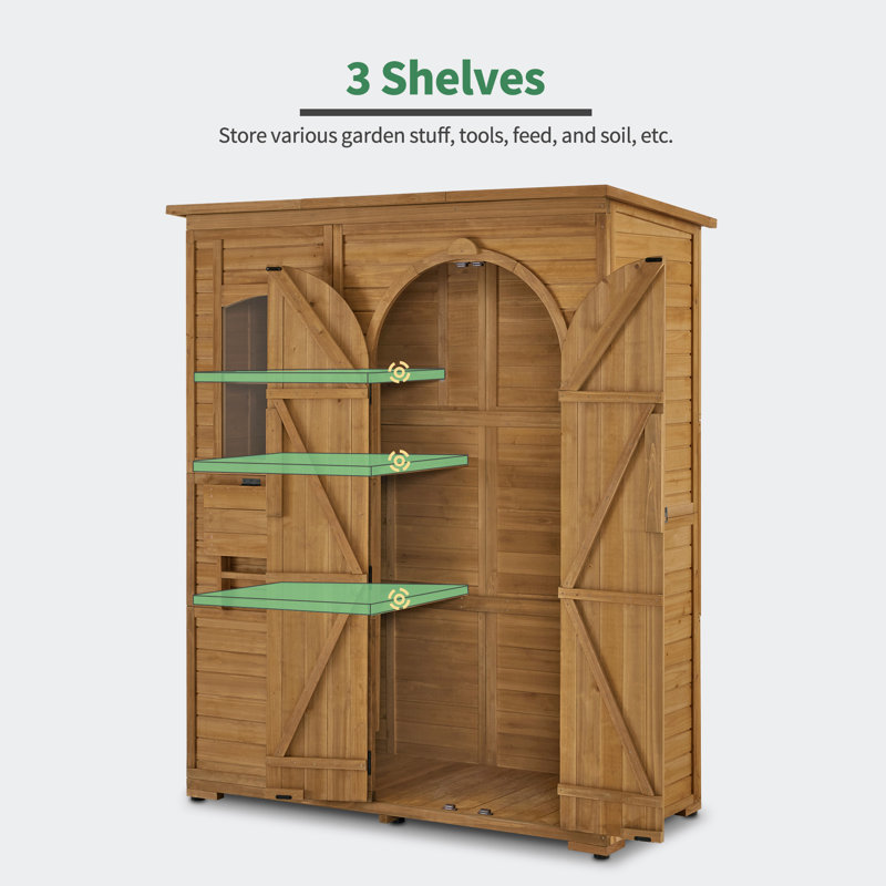 Outdoor Storage Shed with Door and Window, Outside Wooden Tool Shed with Waterproof Asphalt Roof
