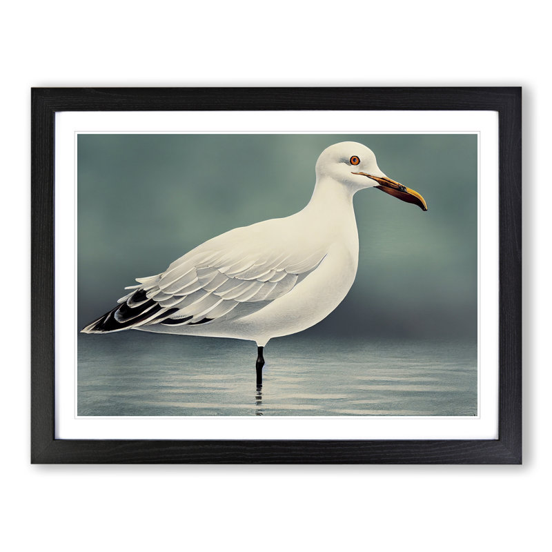 Seagull Portrait Vol.4 - Single Picture Frame Print, Black , 34cm H x 46cm W x 2cm D