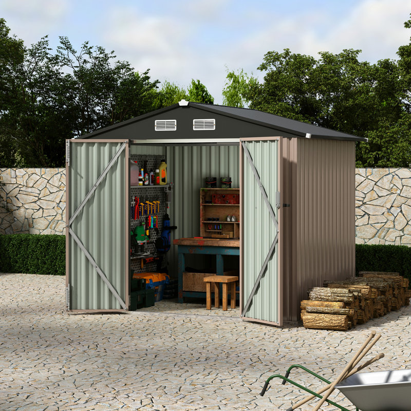 6x8 FT Metal Storage Shed, Heavy-Duty Outdoor Shed with Air Vent & Lockable Door, Rust-Resistant Utility Cabinet for Yard Patio Lawn