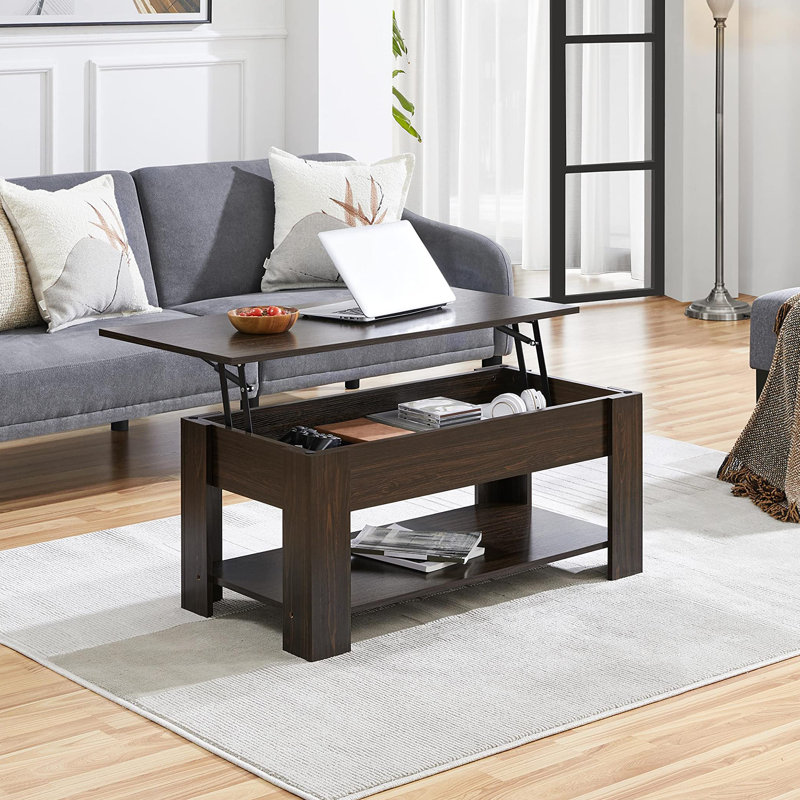 Raunda Lift Top Coffee Table with Storage, Espresso