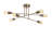 Glamorous Black Metal Chandelier, 26.0 x 26.0 x 10.6 Inches | 6 x E27 Sockets (Max 40W) | Elegant Modern Design, Perfect for Living Room & Dining Area, Sturdy Construction, IP20 Rated, Base Plate: 4.7 Inches Diameter-728166811
