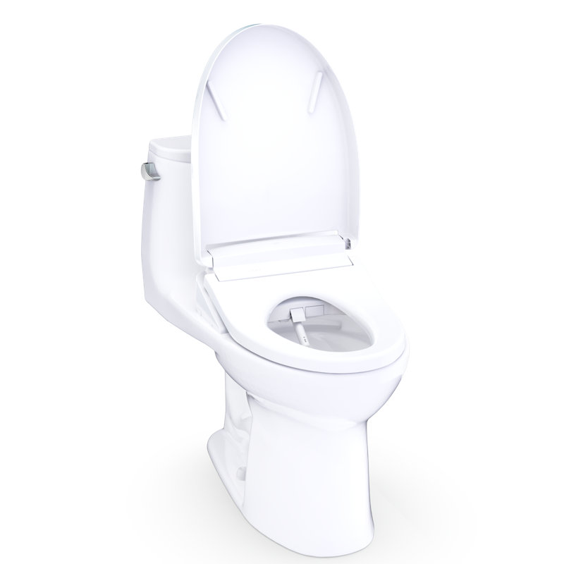 TOTO Ultramax WASHLET+ S5 One-Piece Elongated 1.6 GPF Universal Height Toilet with CEFIONTECT, Cotton White - MW6083446CSFG#01