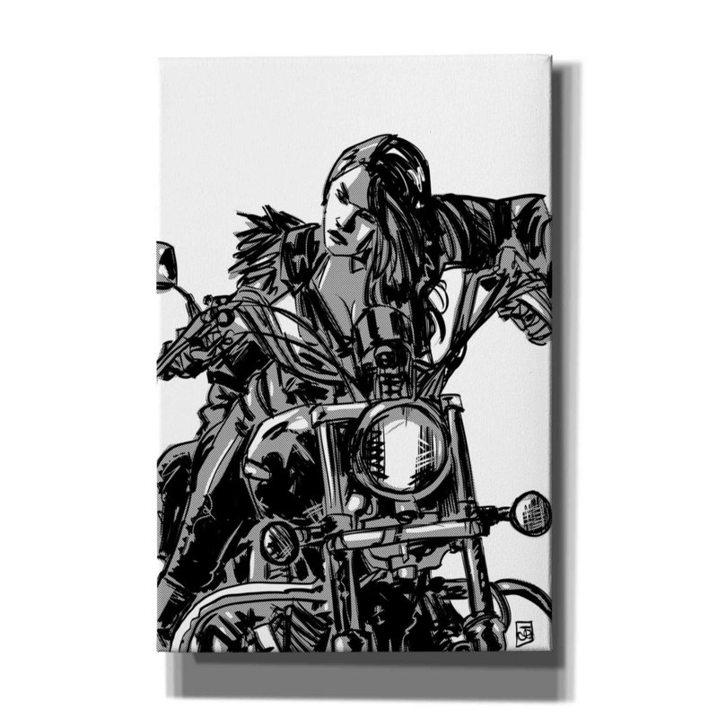 «Biker Girl» par Giuseppe Cristiano, art mural sur toile, L 40 po x H 60 po