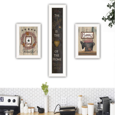 The Primitive Kitchen Vignette - Ensemble de 3 reproductions encadrées sur papier