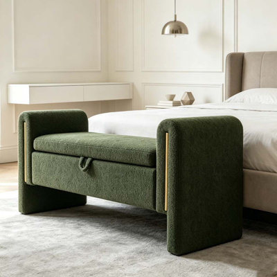 Modern Teddy Bed End Bench with Arms and Storage