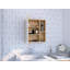 Pharmacie avec miroir, cinq tablettes internes, porte simple - pin