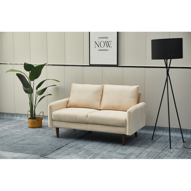 Emteas 57.3'' Velvet Loveseat, Beige Velvet