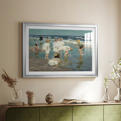 Children Playing in the Surf (or Happy Days)-Edward Henry Potthast-Framed Print with Mat and glass-c. 1910s–1920s