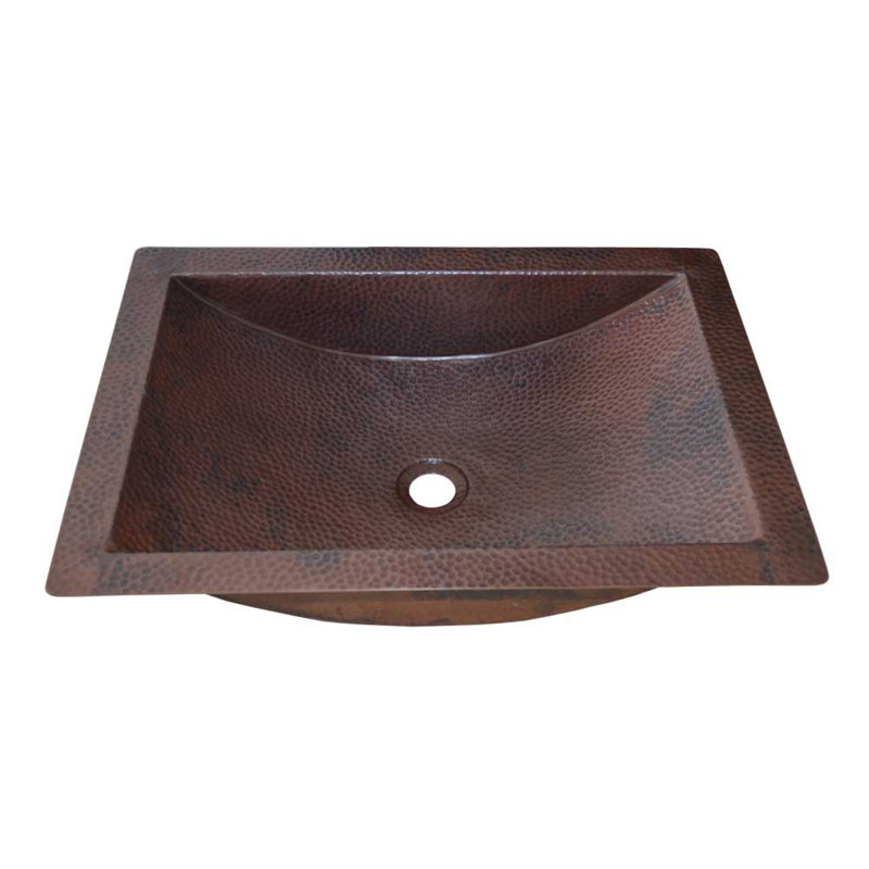 Avila Antique Copper Metal Hand Hammered Rectangular Undermount Bathroom Sink