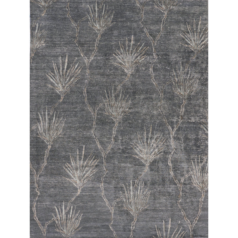 Antique'd Silk Floral Area Rug, Rectangle 12' x 15'