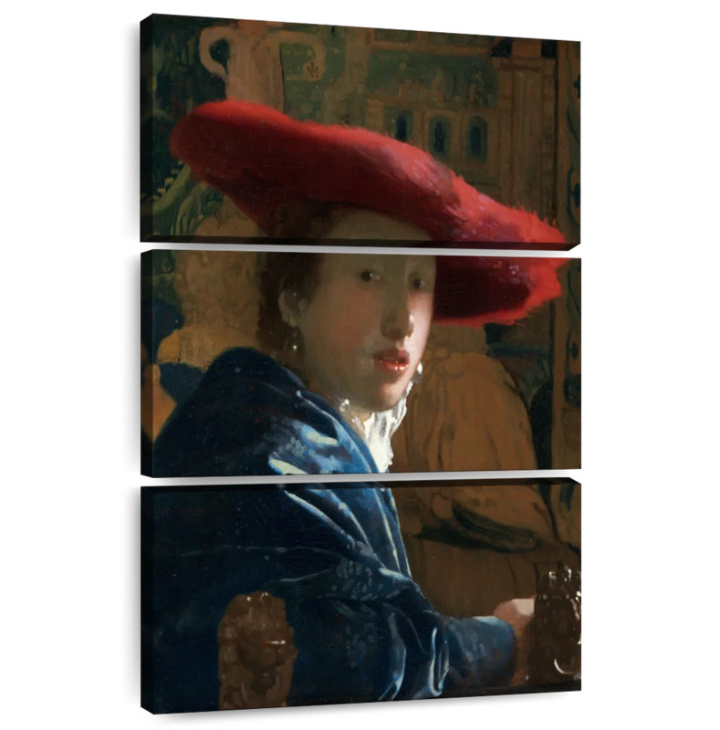 Fille Leisha avec un chapeau rouge, H 45 po x l 28 po