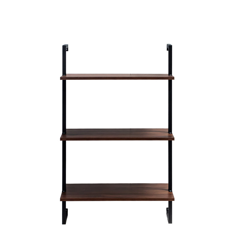 3 Tier And 2 Floating Wood Shelves Metal Wall Mounted For Bathroom Accessories Towel Holder Wine In Basement Multi - Functional Living Room Kitchen Pantry Above Toilet Saving Space Displaying Products